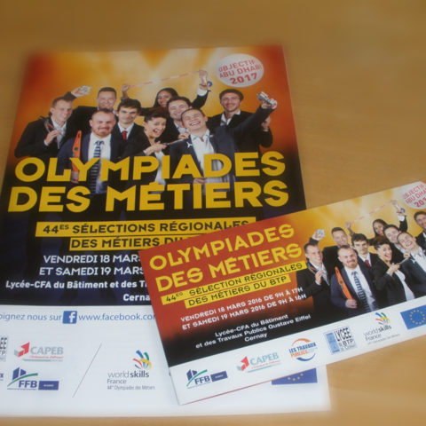 Plaquette et invitation pour les OLYMPIADES DES METIERS Fédération française du bâtiment dans le cadre de leur communication de recrutement