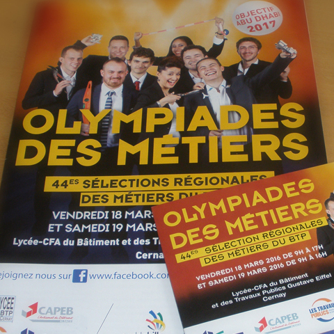 Plaquette et invitation pour les OLYMPIADES DES METIERS Fédération française du bâtiment dans le cadre de leur communication de recrutement