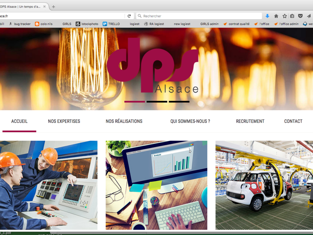 Exemple de page d'accueil pour le site internet DPS Alsace dans le cadre de leur stratégie de communication digitale
