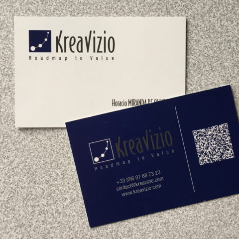 Cartes de visite réalisées pour KréaVizio pour leur communication corporate