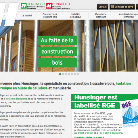 Page d'accueil du site internet de l'entreprise HUNSINGER