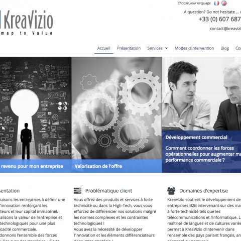 Page accueil du site internet KreaVizio