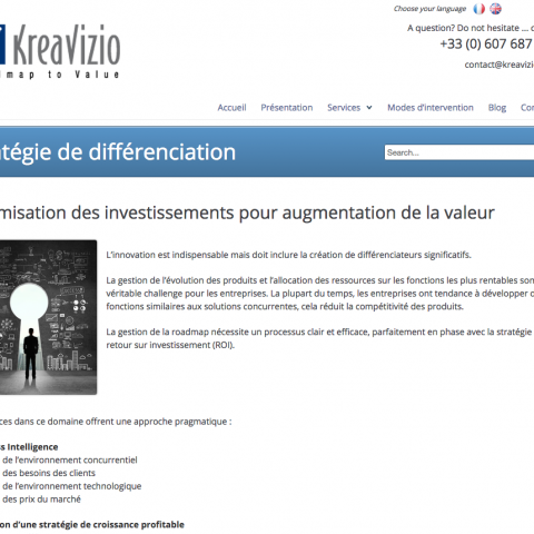 Page services du site internet KreaVizio