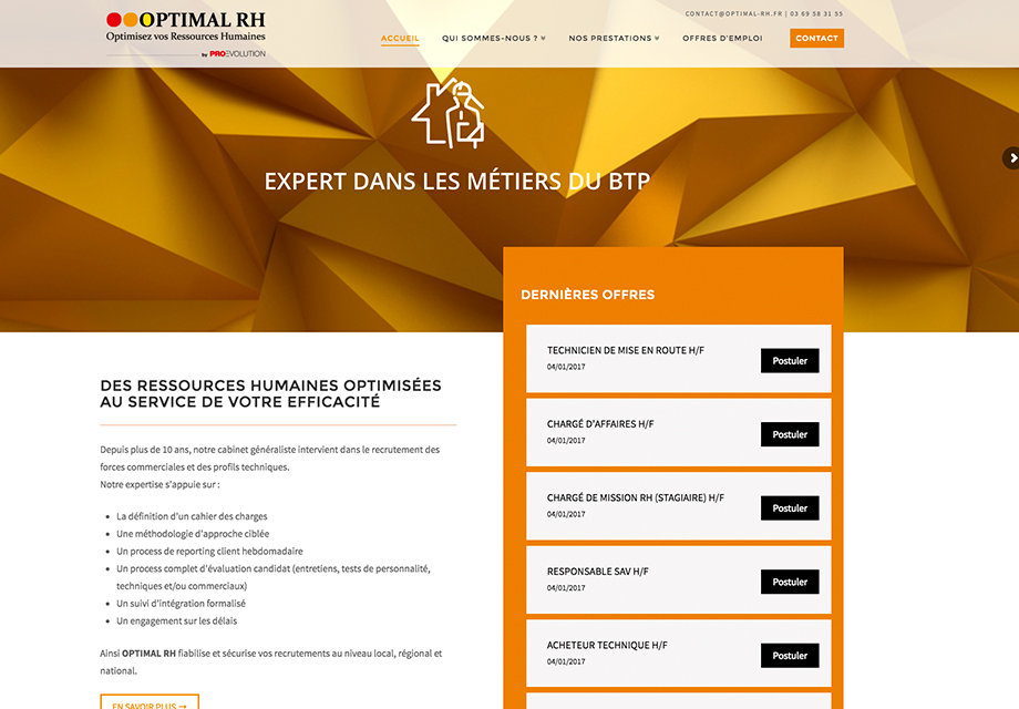 Site Internet Optimal RH Page Accueil