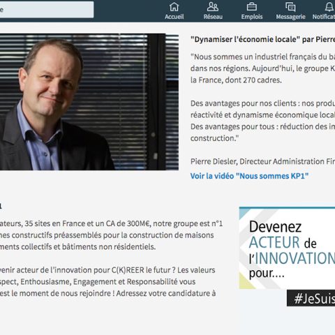 Page Entreprise sur le réseau social LinkedIn pour l'entreprise KP1