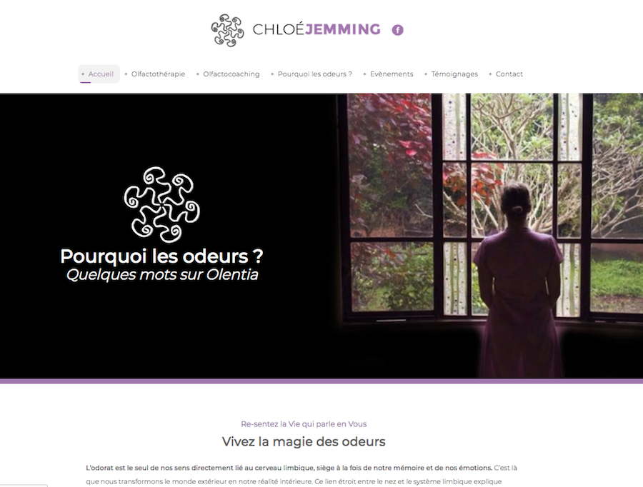 La page d'accueil du site internet créé par l'agence Midway Communication pour Chloé Jemming à Strasbourg