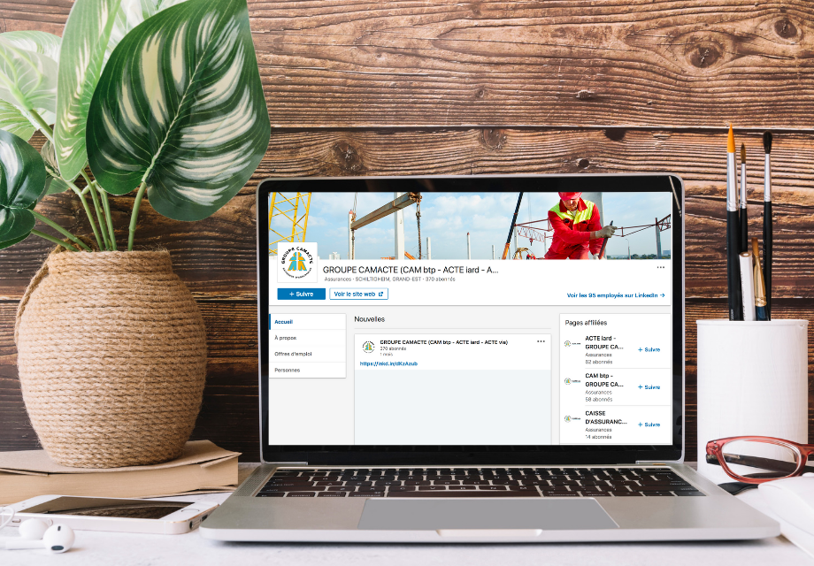 Mockup de la page Entreprise Linkedin de Camacte