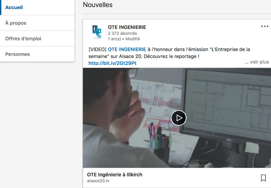 Capture d'écran d'une vidéo publiée sur la page LinkedIn de OTE Ingenierie