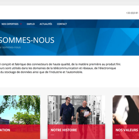 Capture d'écran de la page Qui sommes-nous du site internet d'Amphenol FCi Besançon