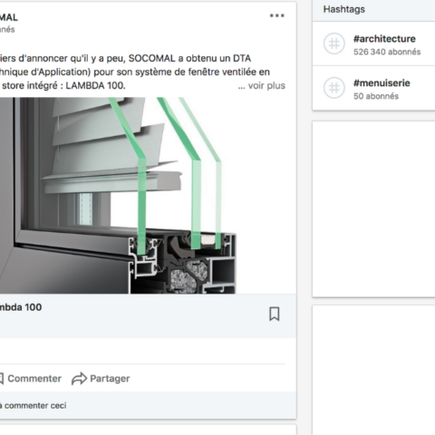 Exemple d'une publication sur la page Entreprise de Socomal