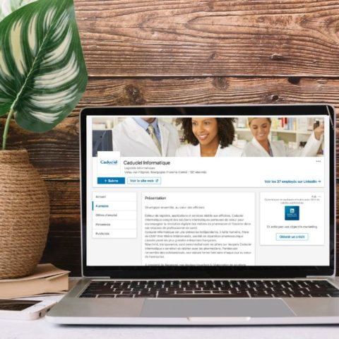 Mise en situation de la page Entreprise Caduciel Informatique sur LinkedIn
