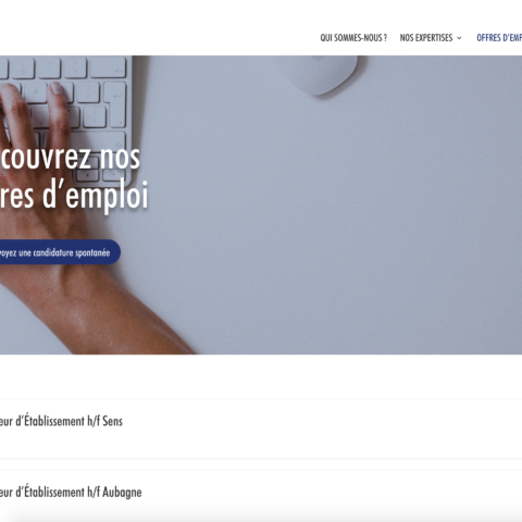 Capture d'écran de la page Offres d'emploi du site AC Management