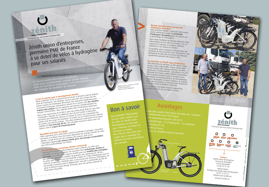 Flyer Zenith union d'entreprises sur les vélos à hydrogène