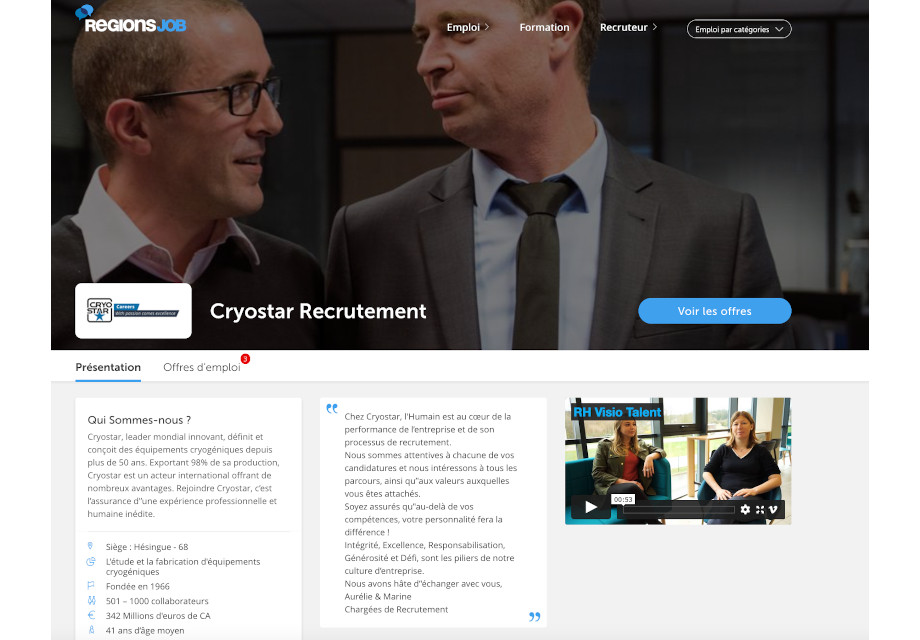 Page Carrière Regionsjob pour Cryostar
